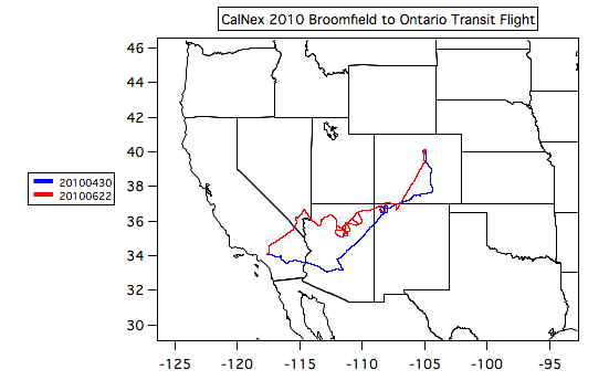 20100430 & 20100622 CO-CA transit flight tracks map