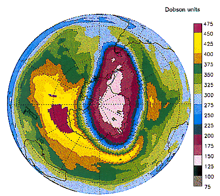 Map Of Ozone Layer. Figure 10 -- Ozone contour map