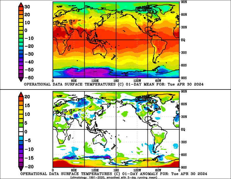 Current World Surface Temperatures