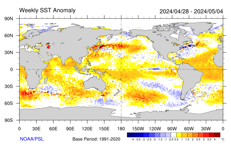 Current La Nina/El Nino Conditions Sea Surface Temperature Anomaly