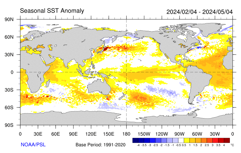Seasonal SST Anomalies as of May 25, 2015