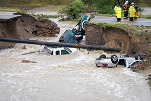 bridge collapse and flood near Lafayette, CO (Photo credit: Will von Dauster, NOAA)