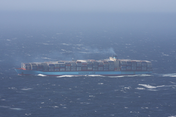 container ship taken from research aircraft
