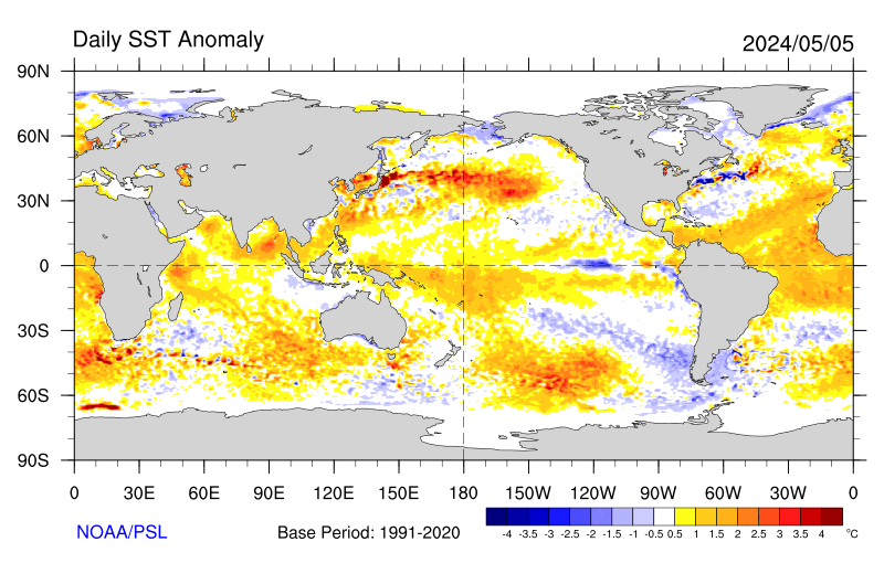 NOAA/ESRL/PSD Sea Surface Temperature Anomaly Map