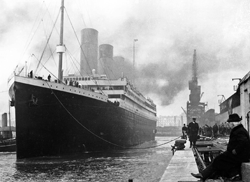 <em>Titanic</em> at the docks of Southampton, April 1912
